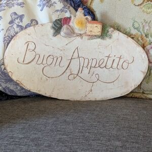 Hand Cast & Hand Painted Oval Decorative Plaque.